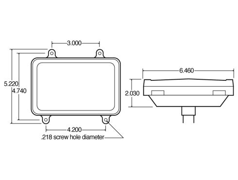 Bus, Incandescent, Red, Rectangular, 1 Bulb, Stop/Turn/Tail, 4 Screw, Blade Terminal, Stripped end, 12V
