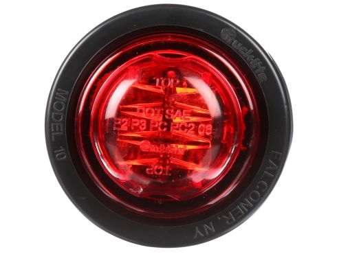 Super 10, Incandescent, Red Round, 1 Bulb, Marker Clearance Light, PC, Black PVC Grommet Mount, PL-10, Ring Terminal/Stripped End, 12V, Kit