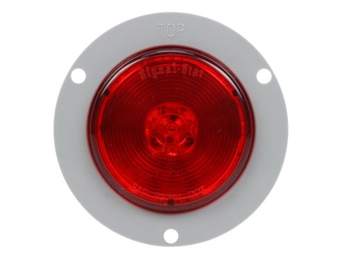 Signal-Stat, LED, Red Round, 13 Diodes, Marker Clearance Light, P2, Gray Polycarbonate Flush Mount, PL-10, 12V