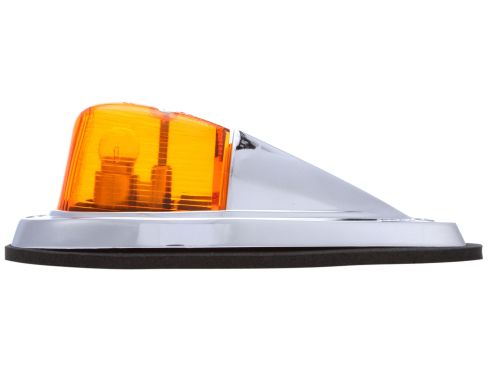 Signal-Stat, Incandescent, Yellow Triangular, 1 Bulb, Marker Clearance Light, P2, Chrome Zinc 2 Screw, Hardwired, Stripped End, 12V