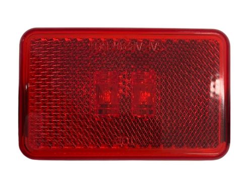 14 Series LED 3X2" Rectangle 2 Diode Red Acrylic Lens, Black Polyvinyl Chloride Grommet PL-10 12V, Reflex Marker Clearance Light