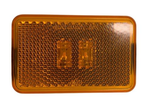 14 Series LED 3X2" Rectangle 2 Diode Amber Acrylic Lens, Black Polyvinyl Chloride Grommet PL-10 12V, Reflex Marker Clearance Light