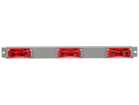15 Series, LED, Identification Bar, Rectangular, Red, 3 Lights, 6" Centers, Silver, 12V, Kit