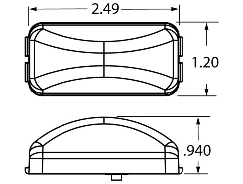 15 Series, LED, Yellow Rectangular, 3 Diode, Marker Clearance Light, P3, PL-10, 12V