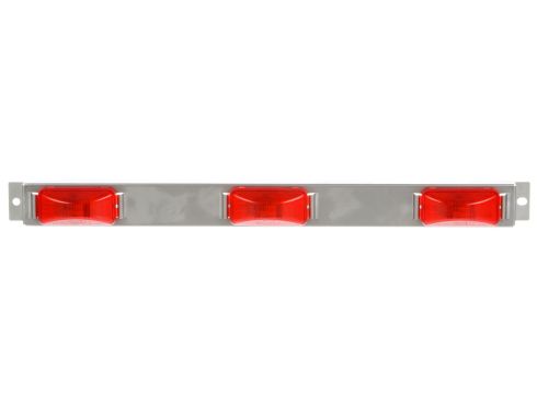 15 Series, Incandescent, Identification Bar, Rectangular, Red, 3 Lights, 6" Centers, Silver, 12V, Kit