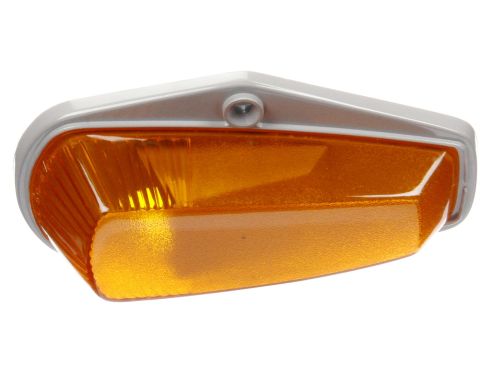 25 Series, Incandescent, Yellow Triangular, 1 Bulb, Marker Clearance Light, P2, Gray Polycarbonate 2 Screw Mount, Socket Assembly, Ring Terminal/Stripped End, 12V