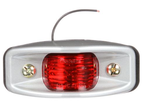 26 Series, Incandescent, Red Rectangular, 1 Bulb, Marker Clearance Light, PC, Silver Aluminum 2 Screw, Hardwired, Stripped End, 12V