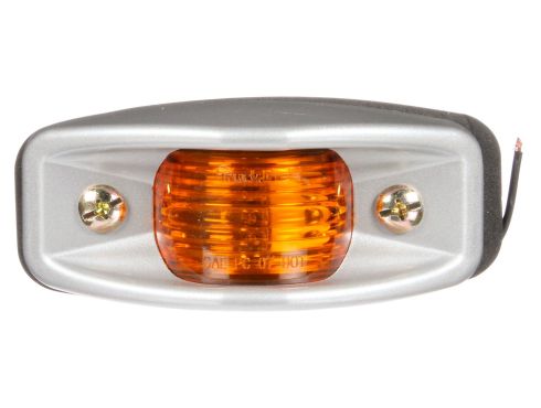 26 Series, Incandescent, Yellow Rectangular, 1 Bulb, Marker Clearance Light, PC, Silver Aluminum 2 Screw, Hardwired, Stripped End, 12V