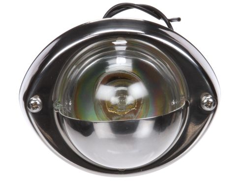 Bulb Replaceable, Incandescent, 1 Bulb, Round Clear, Stepwell Light, Silver Bracket Mount, Hardwired, Stripped End, 24V