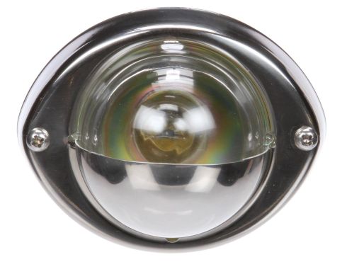 Bulb Replaceable, Incandescent, 1 Bulb, Round Clear, Stepwell Light, Silver Bracket Mount, Hardwired, Stripped End, 12V