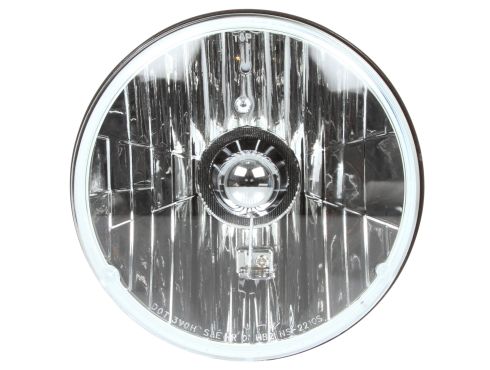 7" Round Halogen 1 Bulb Headlight, Glass Lens, Aluminum, 12V, Display