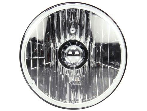 7" Round Halogen 1 Bulb Headlight, Glass Lens, Aluminum, 12V