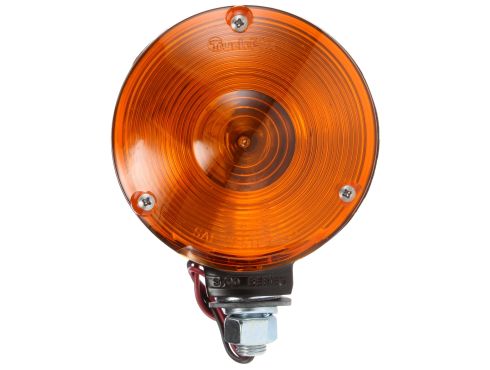 Signal-Stat, Incandescent, Yellow Round, 1 Bulb, Single Face, 2 Wire, Pedestal Light, 1 Stud, Black, Stripped End