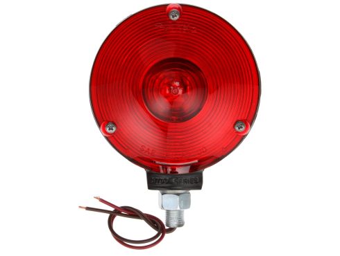 Signal-Stat, Incandescent, Red Round, 1 Bulb, Single Face, 2 Wire, Pedestal Light, 1 Stud, Black, Stripped End