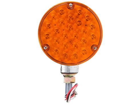 Signal-Stat, LED, Yellow Round, 24 Diode, Single Face, 3 Wire, Pedestal Light, 1 Stud, Chrome, Stripped End/Ring Terminal, Bulk