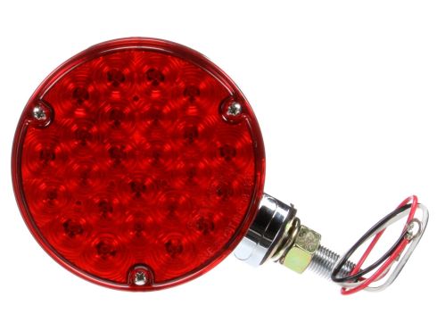 Signal-Stat, LED, Red Round, 24 Diode, Single Face, 3 Wire, Pedestal Light, 1 Stud, Chrome, Stripped End/Ring Terminal