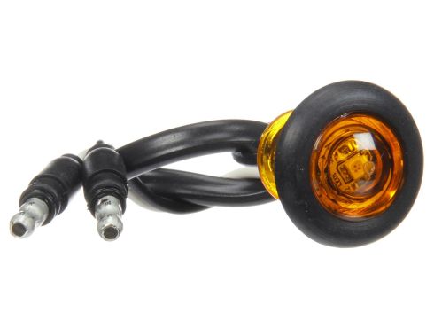 33 Series LED 0.75" Round 1 Diode Yellow Polycarbonate Lens, Black Rubber Grommet Mount Hardwired 12V, P2 Single Marker Clearance Light Kit
