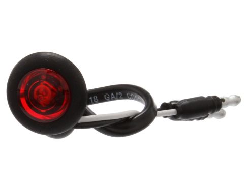 Super 33 .75" LED Round 1 Diode Red Polycarbonate Lens, Black Nylon Grommet Mount Hardwired 12V, High Amp Interior Utility & Dome Light Kit