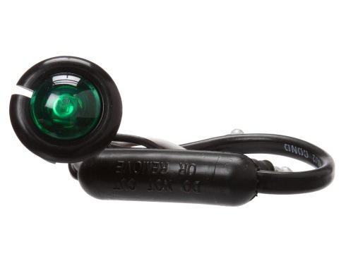 Super 33 .75" LED Round 1 Diode Green Polycarbonate Lens, Black Nylon Flange Mount Hardwired 12V, High Amp Interior Utility & Dome Light Kit