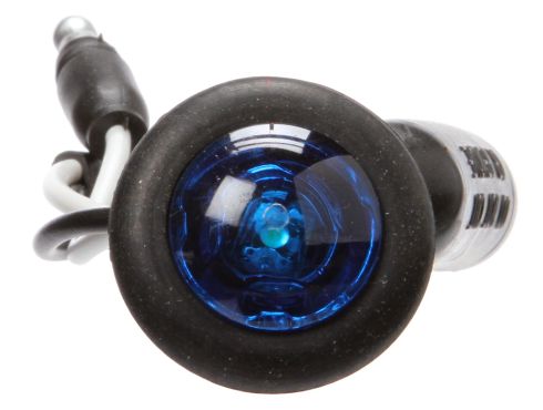 33 Series .75" LED Round 1 Diode Blue Polycarbonate Lens, Black Rubber Grommet Mount Hardwired 12V, Low Amp Interior Utility & Dome Light Kit