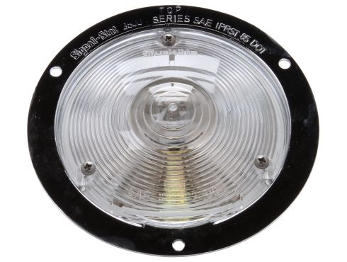 Signal-Stat, Incandescent, Clear Round, 1 Bulb, Back-Up Light, Chrome Flange Mount, Hardwired, Stripped End, 12V