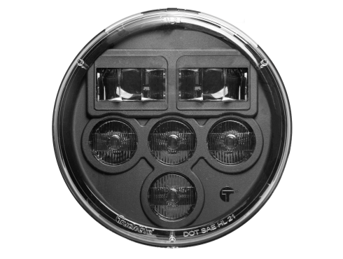 37 Series, LED, 7", Round, 6 Diode , Clear, Polycarbonate Lens, Hardwired, 12V|24V, High Beam and Low Beam, Direct LED Headlight, Bulk