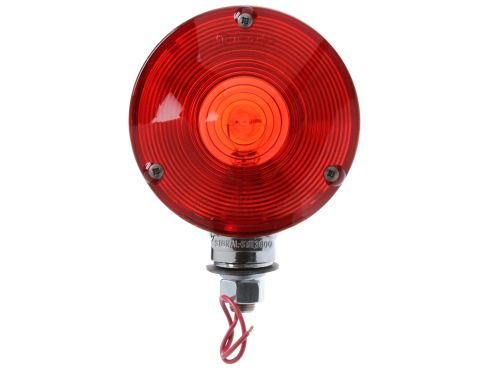 Signal-Stat, Incandescent, Red/Yellow Round, 1 Bulb, Dual Face, 1 Wire, Pedestal Light, 1 Stud, Chrome, Stripped End