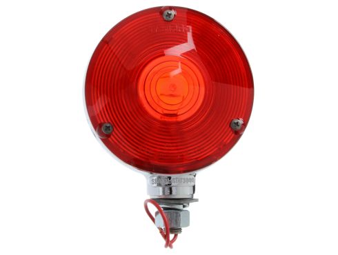 Signal-Stat, Incandescent, Red/Yellow Round, 1 Bulb, Dual Face, 1 Wire, Pedestal Light, 1 Stud/Shock Mount, Chrome, Stripped End