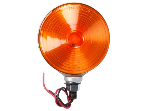 Signal-Stat, Incandescent, Red/Yellow Round, 1 Bulb, Dual Face, 2 Wire, Pedestal Light, 1 Stud, Gray, Stripped End