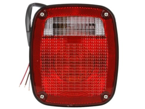 Signal-Stat, Incandescent, Red/Clear Acrylic Lens, Universal, Combo Box Light, 3 Stud , Hardwired, Stripped End, 12V, Display