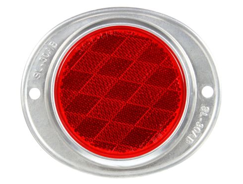 Signal-Stat, Round, Red, Reflector, Silver Aluminum 2 Screw or Bracket Mount