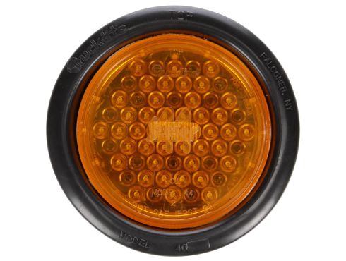 Super 44, LED, Yellow Round, 42 Diode, Rear Turn Signal, Black Grommet Mount, Fit 'N Forget S.S., Straight PL-3 Female, 24V, Kit
