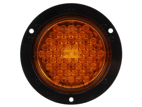 Super 44, LED, Yellow Round, 42 Diode, Rear Turn Signal, Black Flange Mount, Fit 'N Forget S.S., Straight PL-3 Female, 12V, Kit
