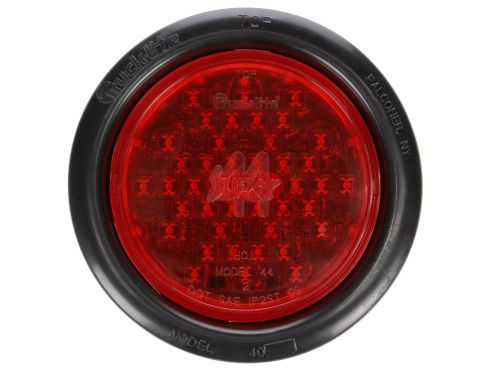 Super 44, LED, Red, Round, 42 Diode, Stop/Turn/Tail, Black Grommet Mount, Diamond Shell, Fit 'N Forget S.S., Straight PL-3 Female, 12V, Kit