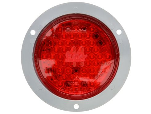 Super 44, LED, Strobe, 42 Diode, Round Red, Red Flange Mount, Fit 'N Forget S.S., Stripped End/Ring Terminal, 12V, Kit