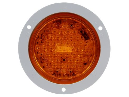 Super 44, LED, Strobe, 42 Diode, Round Yellow, Amber Flange Mount, Fit 'N Forget S.S., Stripped End/Ring Terminal, 12V, Kit