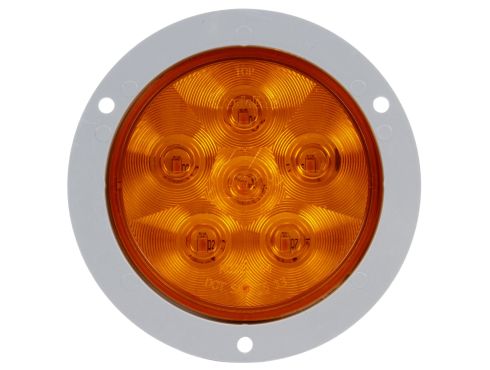 Super 44, LED, Yellow Round, 6 Diode, Rear Turn Signal, Gray Flange Mount, Fit 'N Forget S.S., Straight PL-3 Female, 12V, Kit