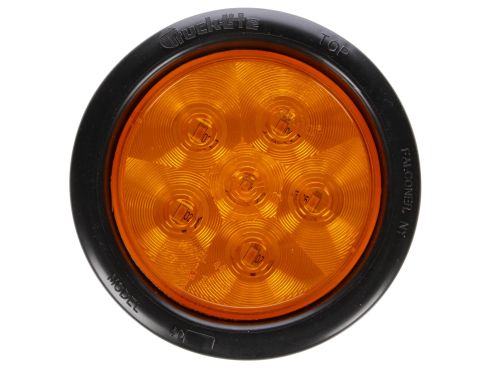 Super 44, LED, Yellow Round, 6 Diode, Rear Turn Signal, Black Grommet Mount, Fit 'N Forget S.S., Straight PL-3 Female, 24V, Kit