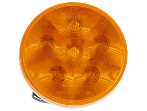 Super 44, LED, Strobe, 6 Diode, Round Yellow, Class II, Hardwired, Stripped End, 12V
