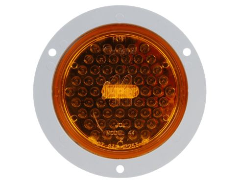 Super 44, LED, Yellow Round, 60 Diode, Front/Park/Turn, Gray Polycarbonate, Flange Mount, 12V, Fit 'N Forget S.S.
