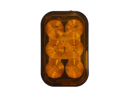 45 Series, LED, 3" x 5", Rectangle, Amber, 6 Diode, Black, Grommet Mount, Packard Connector, Rear Turn Light
