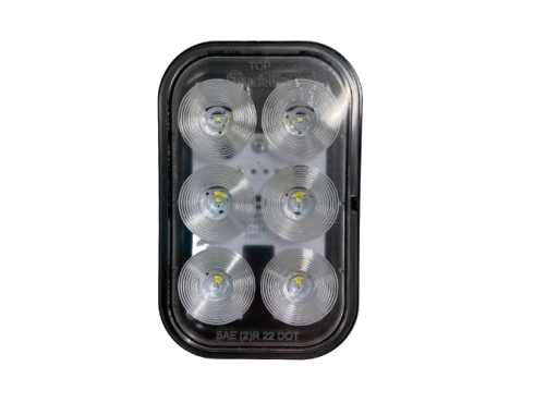 45 Series, LED, 3" x 5", Rectangle, Clear, 6 Diode, Black, Grommet Mount, Packard Connector, Back Up Light