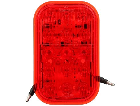 45 Series, European Approved, LED, Fog Light, 19 Diode, Rectangular, Red Polycarbonate, Hardwired, .180 Bullet Terminal, 12-24V