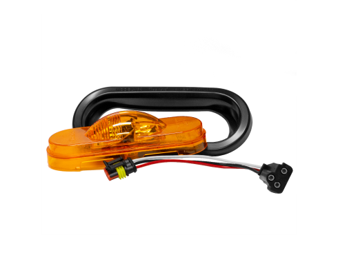 60 Series, LED, Yellow Oval, 6 Diode, Side Turn Signal, Yellow Flange Mount, Fit 'N Forget S.S., 12V, KIT