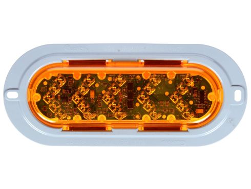 60 Series, Sequential Arrow, LED, Yellow Oval, 25 Diode, Auxiliary Turn Signal, Gray Flange Mount, Fit 'N Forget S.S., Straight PL-3 Female, 12V, Kit