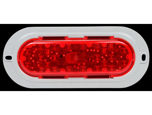 60 Series, LED, High Mounted Stop Light, 26 Diode, Oval Red Polycarbonate, Gray Flange Mount, Fit 'N Forget S.S., 12V