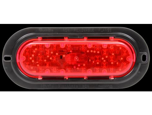 60 Series, LED, High Mounted Stop Light, 26 Diode, Oval Red Polycarbonate, Black Flange Mount, Fit 'N Forget S.S., 12V