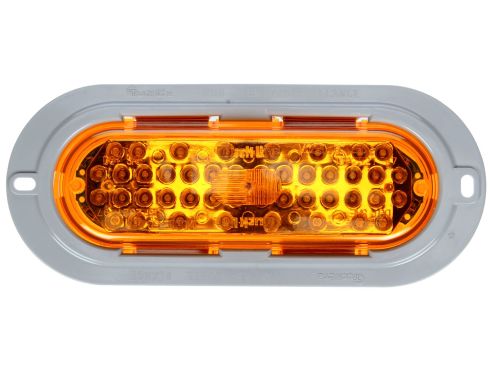 60 Series, LED, Yellow Oval, 44 Diode, Front/Park/Turn, Gray ABS, Flange Mount, 12V, Fit 'N Forget S.S.