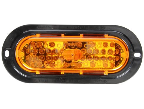 60 Series, LED, Yellow Oval, 44 Diode, Front/Park/Turn, Black ABS, Flange Mount, 12V, Fit 'N Forget S.S.