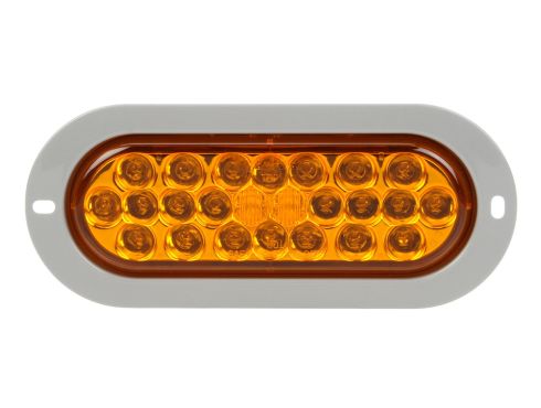 Signal-Stat, LED, Yellow Oval, 24 Diode, Front/Park/Turn, Gray Polycarbonate, Flange, 12V, PL-3